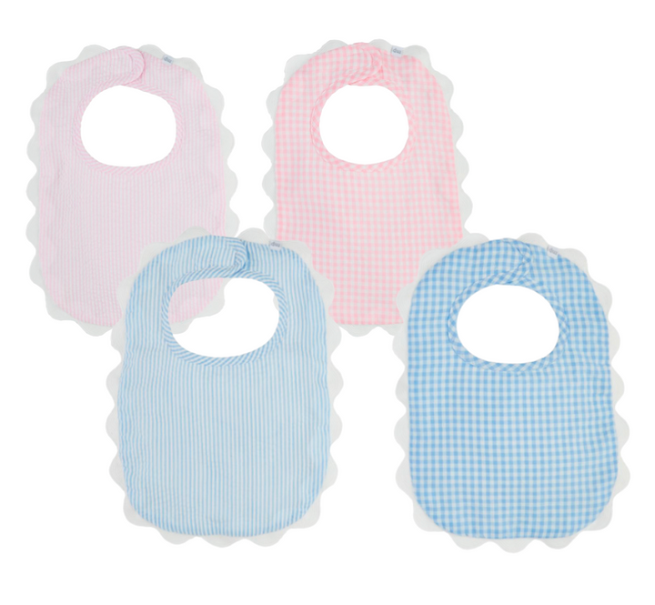 Seersucker Scallop Bibs