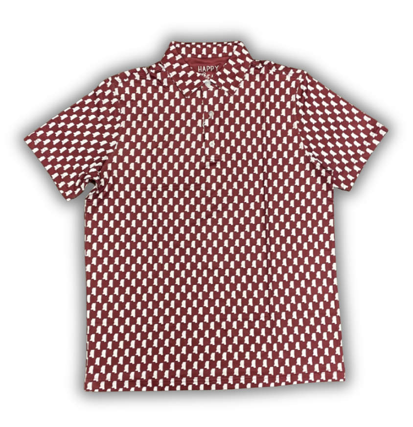 Maroon & White State Polo