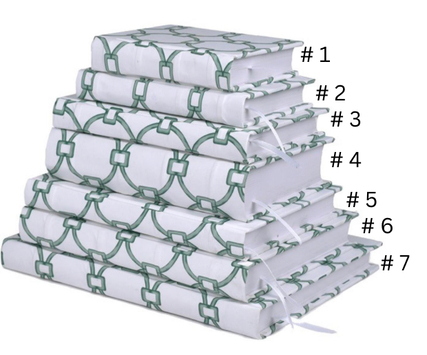 Green & White Link Print Fabric Journals