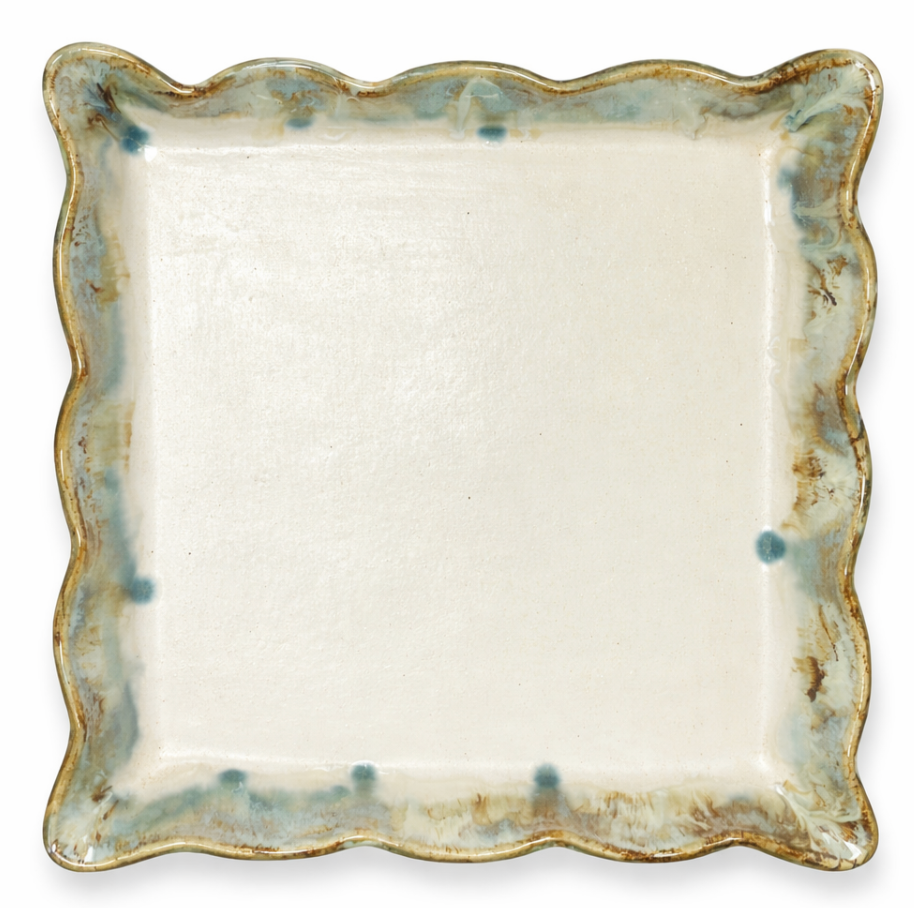 Rosaline Pottery Ruffled Square Server