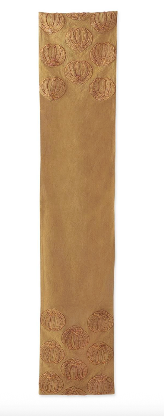Orange Pumpkin Embroidered Runner