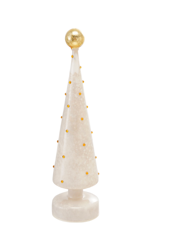 Mercury Glass Tree with Embossed Dots &amp; LED Light