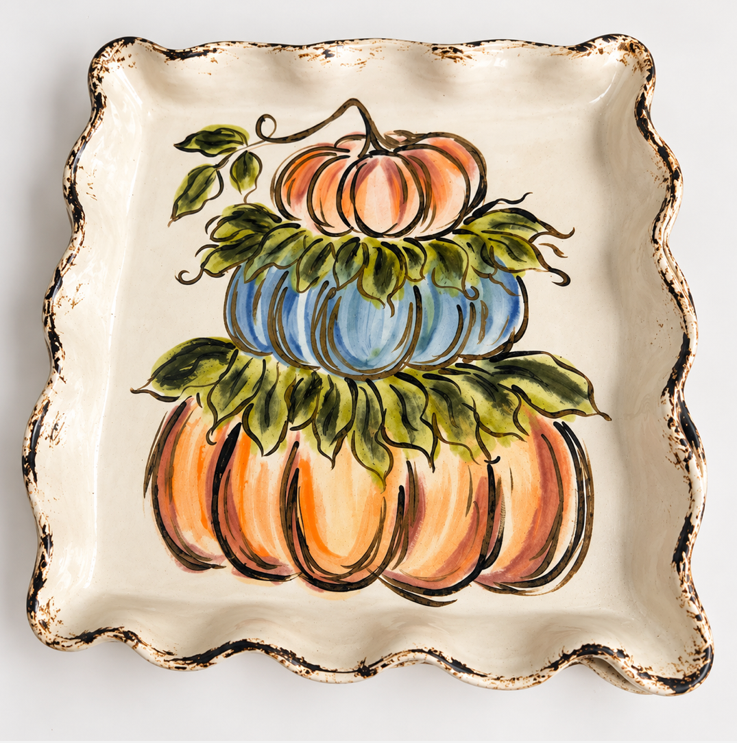 Pumpkin Ruffled Square Server | Rosaline Pottery