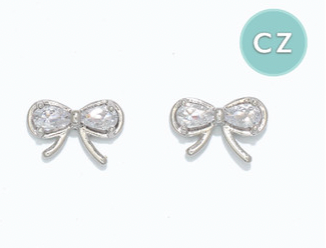 Silver Crystal Bow Stud Earrings | Cuties