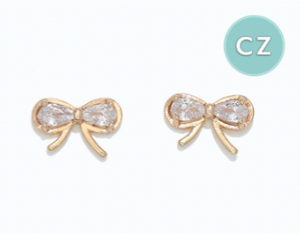 Gold CZ Bows Stud Earrings | Cuties