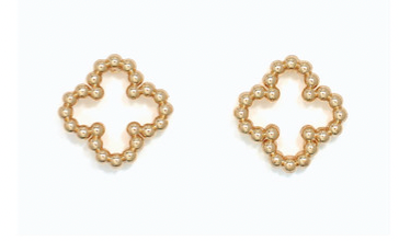 Gold Beaded Clover Stud Earrings | Cuties