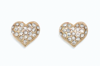 Gold Crystal Heart Stud Earrings | Cuties