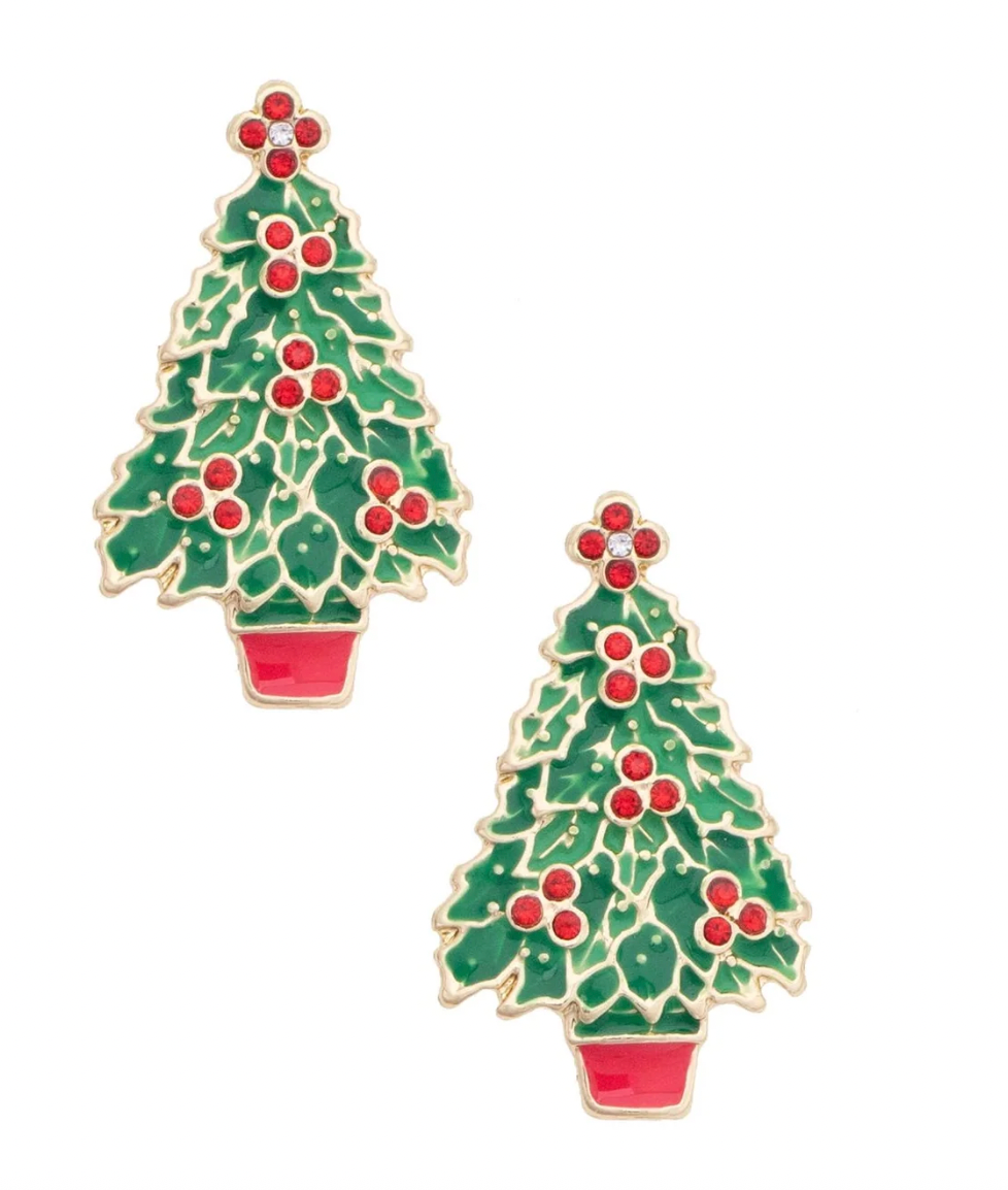 O Christmas Tree Enamel Stud
