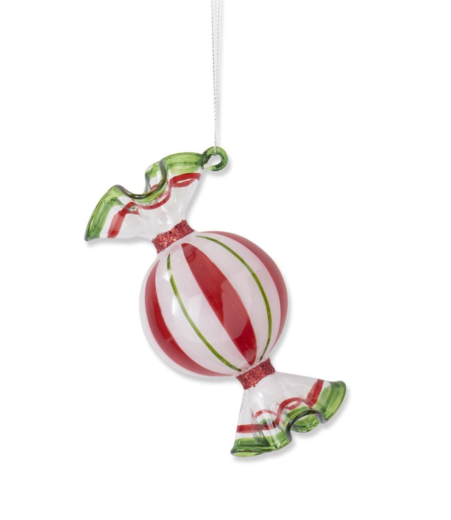 Red & Green Glass Candy Ornaments