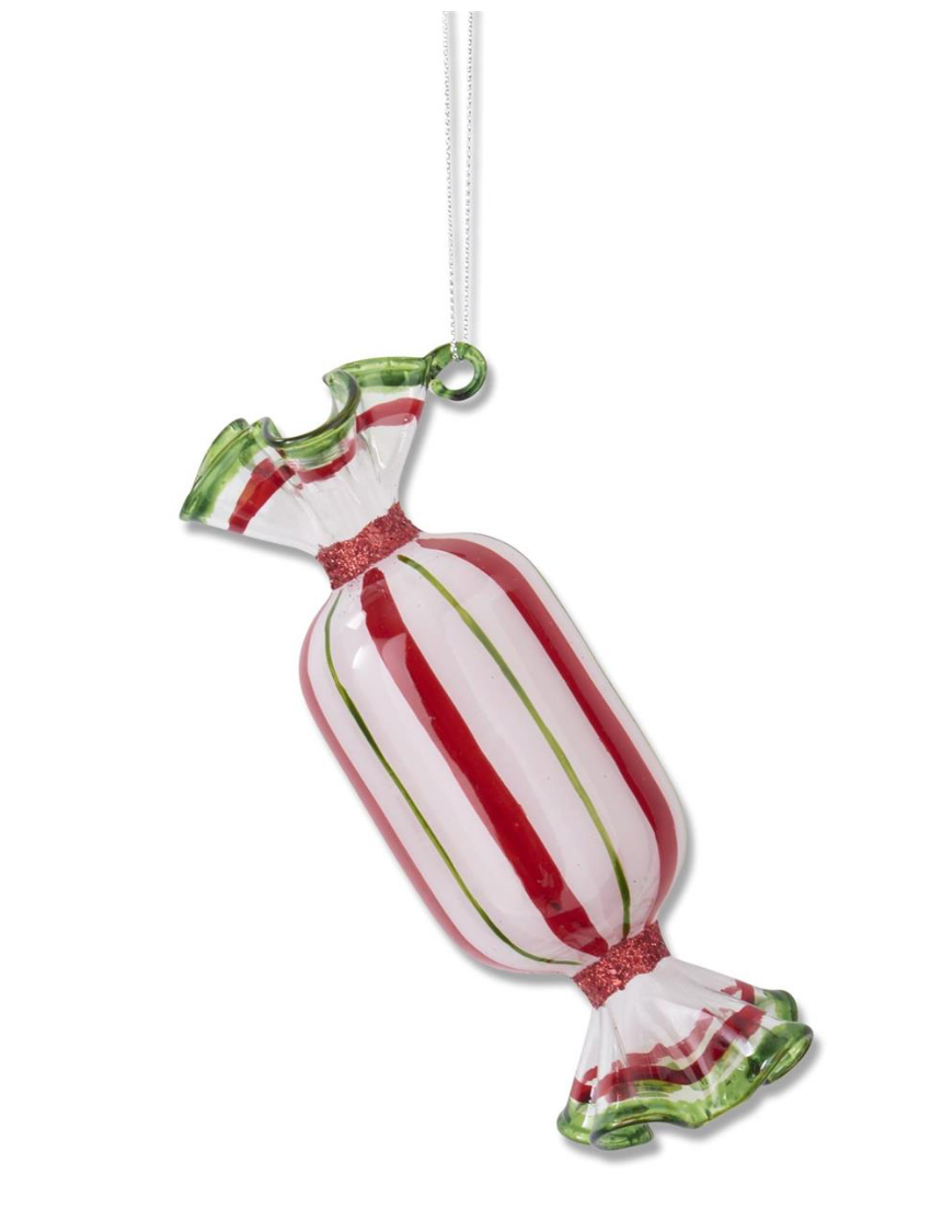 Red & Green Glass Candy Ornaments