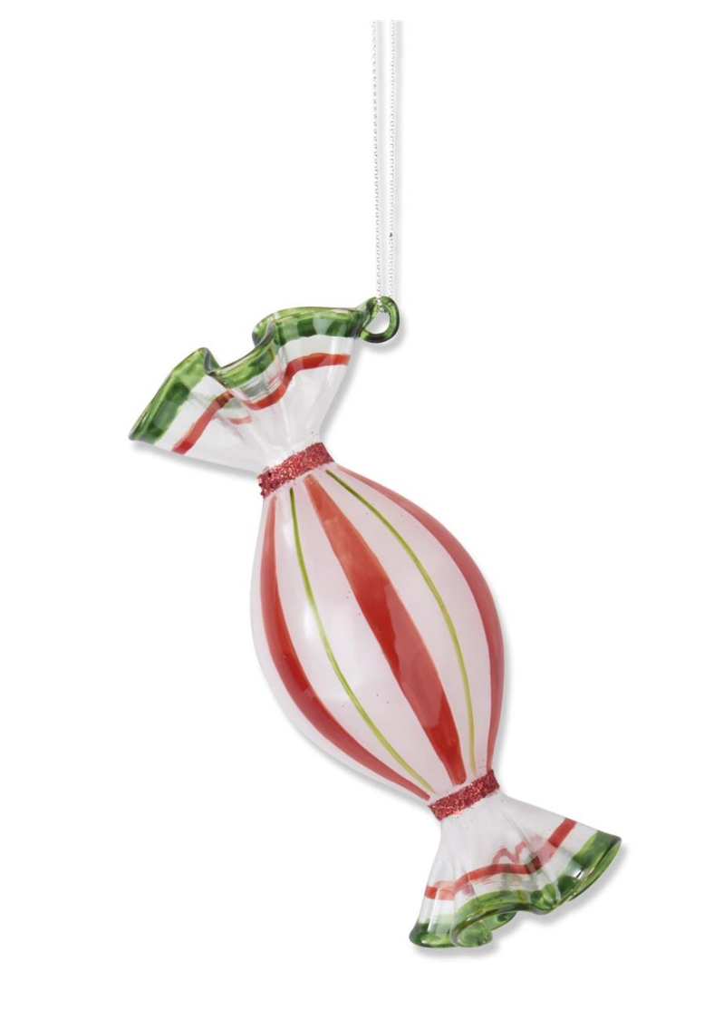 Red & Green Glass Candy Ornaments