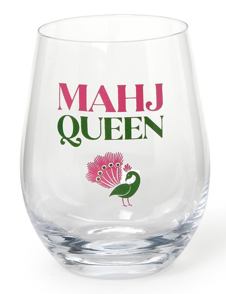 Mahjong Queen Wine Glass
