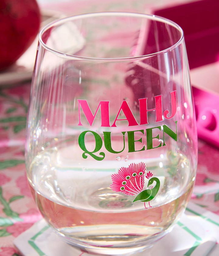 Mahjong Queen Wine Glass