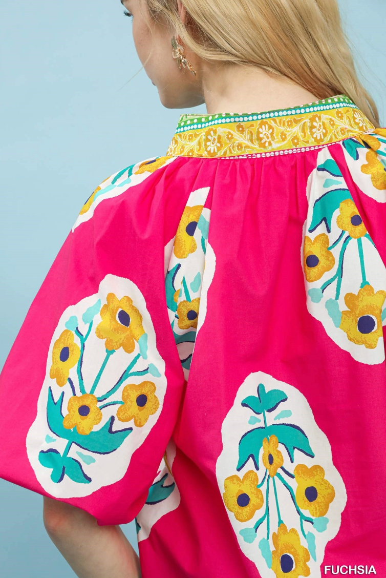 Fuchsia Pink Detail Top