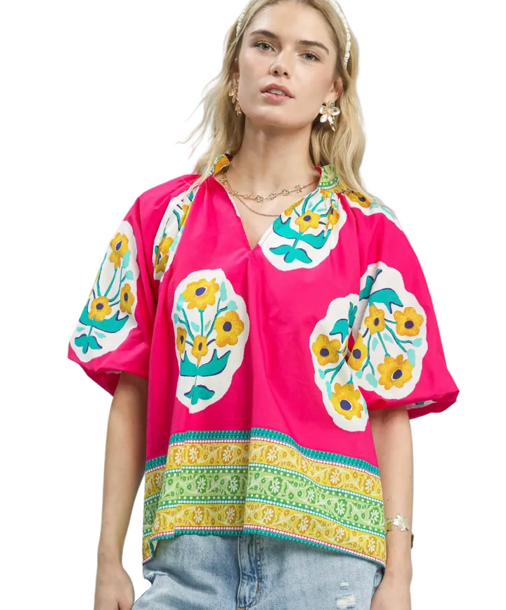 Fuchsia Pink Detail Top