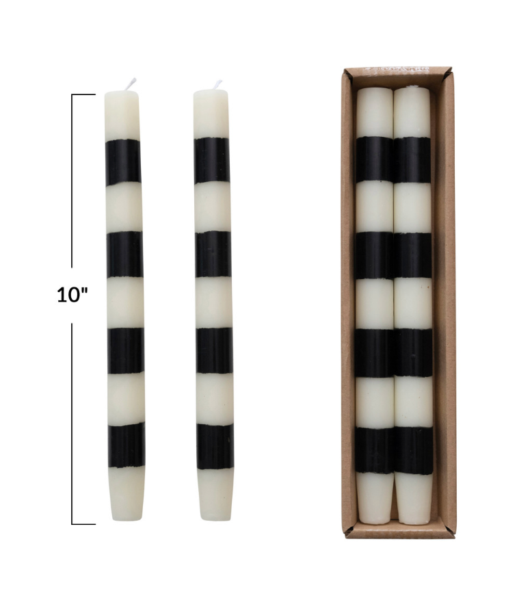 Unscented Taper Candles w/ Stripes in Box