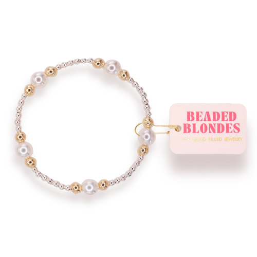 Serena Pearl Bracelet in Silver with Gold