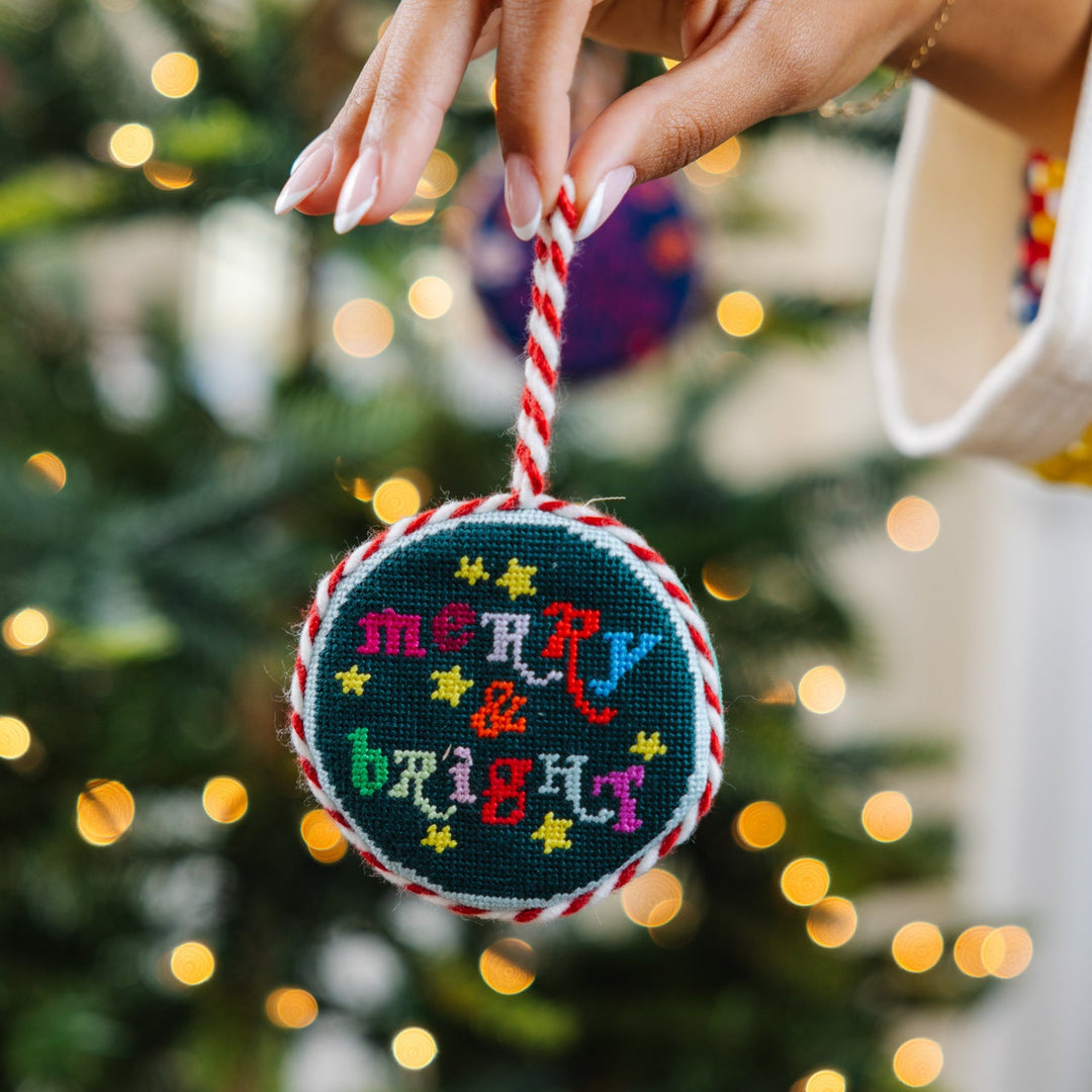 Merry and Bright Needlepoint Ornament