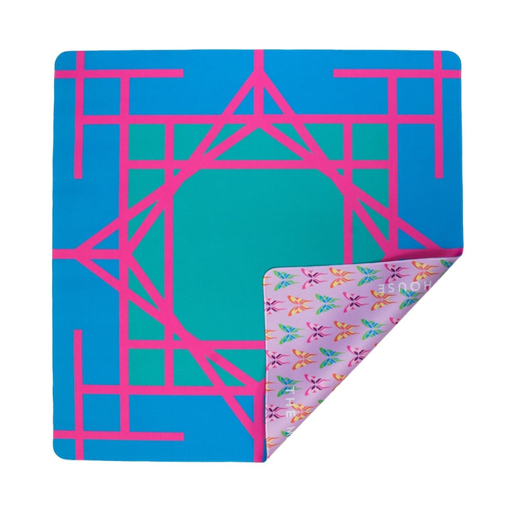Teal Garden/Butterfly Double-Sided Mahjong Mat