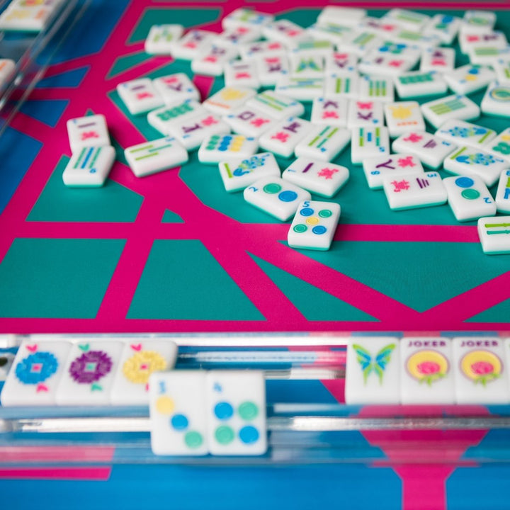 Teal Garden/Butterfly Double-Sided Mahjong Mat