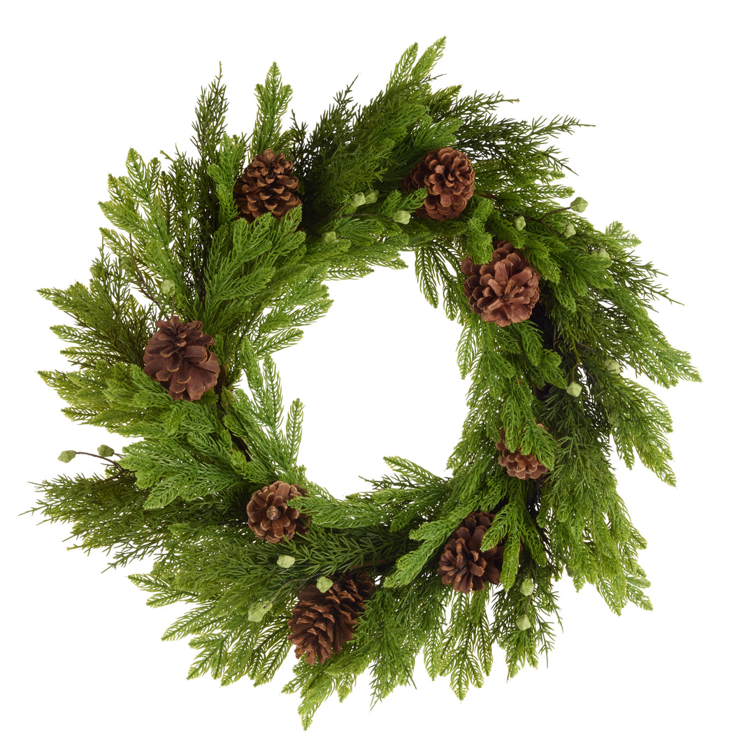 Real Touch Berry, Pine And Pinecone Wreath 28"