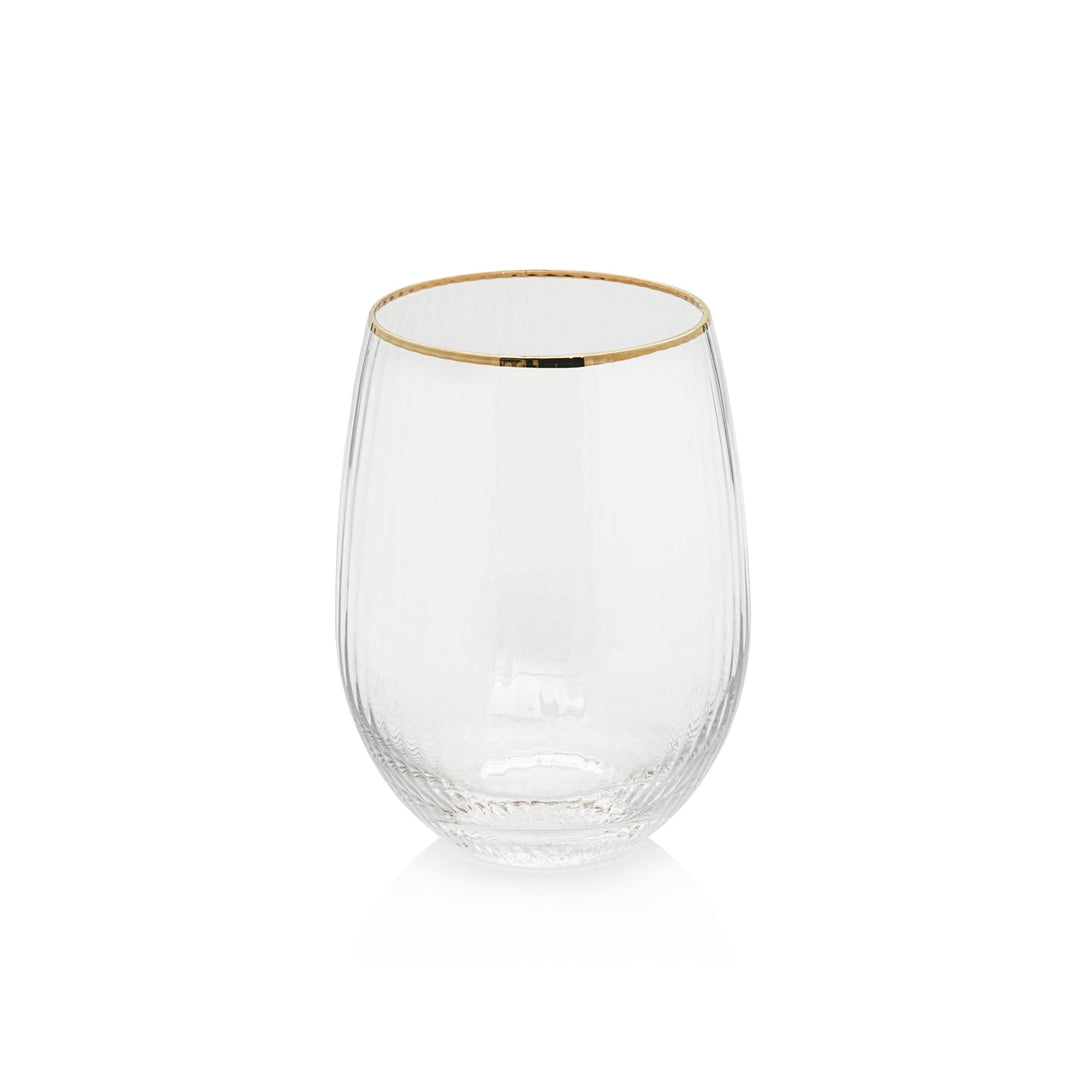 Optic Stemless All-Purpose Glass with Gold Rim