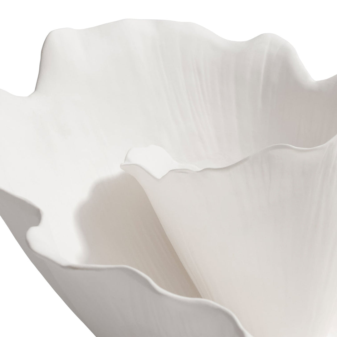 White Ruffled Handmade Ceramic Tabletop Centerpiece