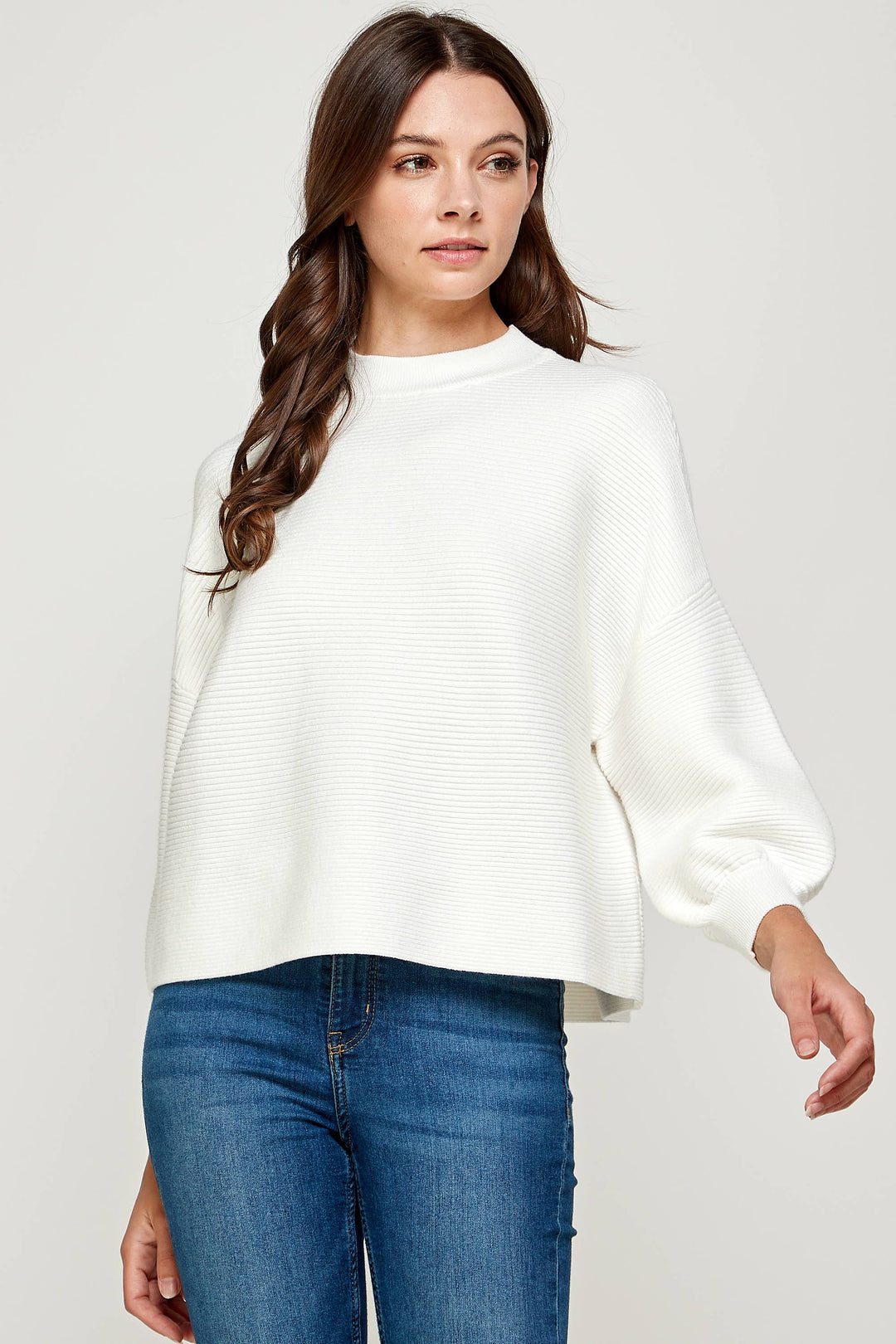 Balloon Sleeve Ivory Sweater