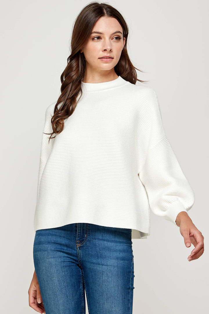 Balloon Sleeve Ivory Sweater