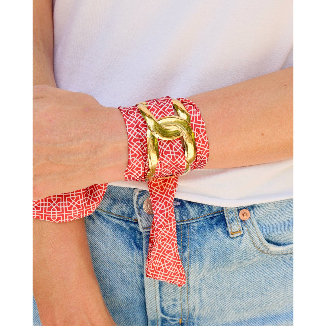 Red/White Geo Scarf Bracelet