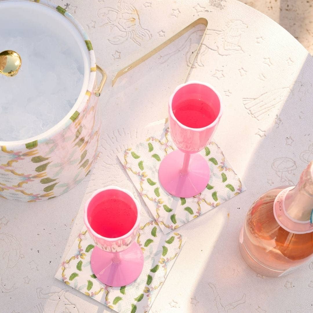Garden Party Pink Scalloped Acrylic Champagne Flutes