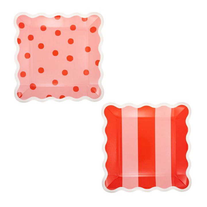 Beary Loved Stripe and Polka Plate Set