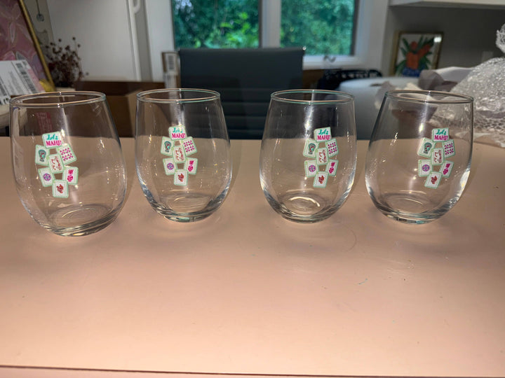 Let’s MAHJ! Stemless Wine Glasses