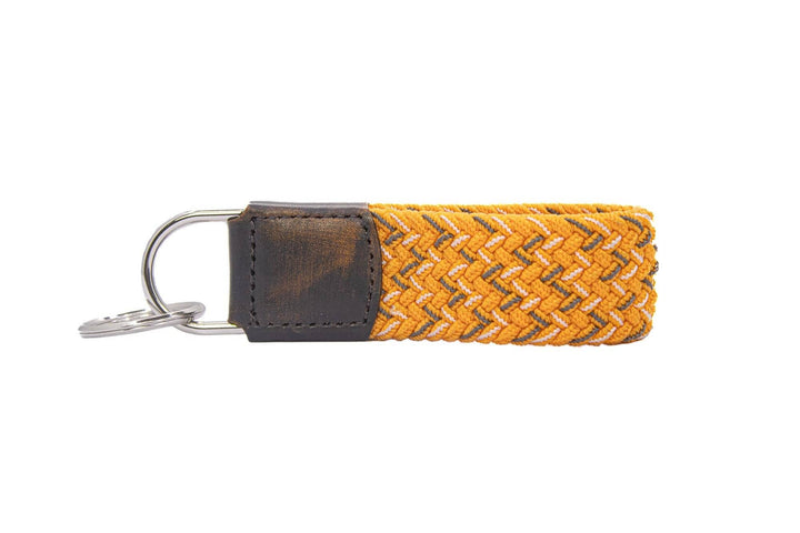 Braided Stretch Woven Orange and Gray Keychain