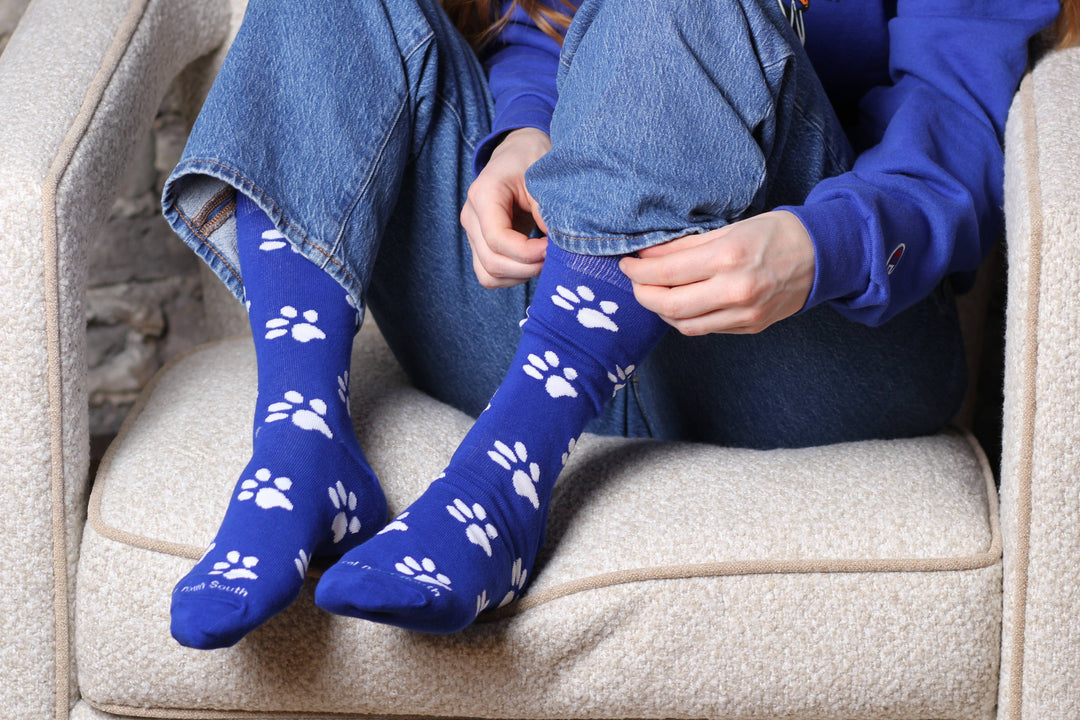 Blue Paw Print Socks