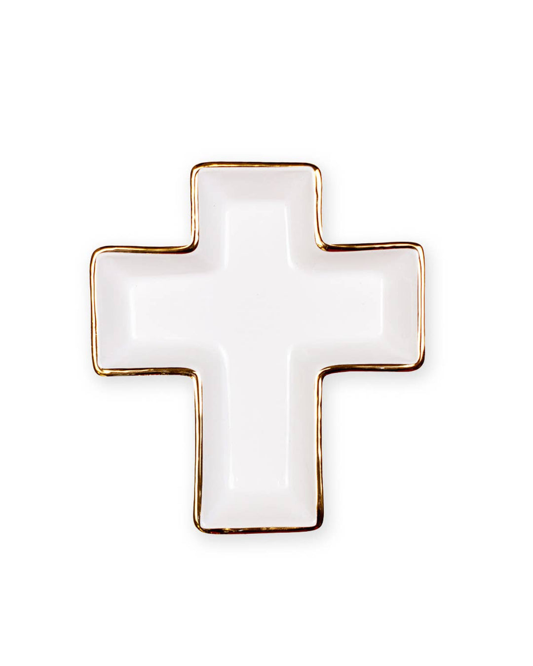Cross Shaped Trinket Dish   White/Gold   5x5