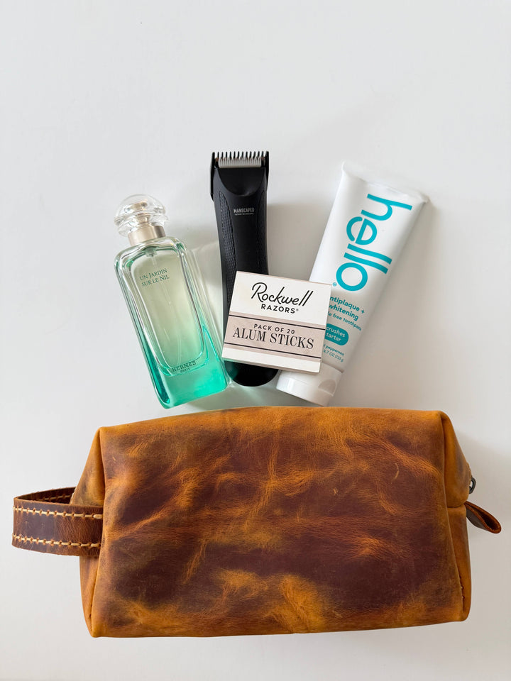 Toiletries Bag - Leather Dopp Kit