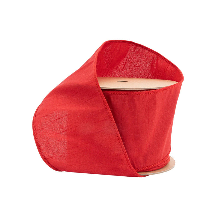 Red Wired Dupioni Ribbon | 10 Yard Roll