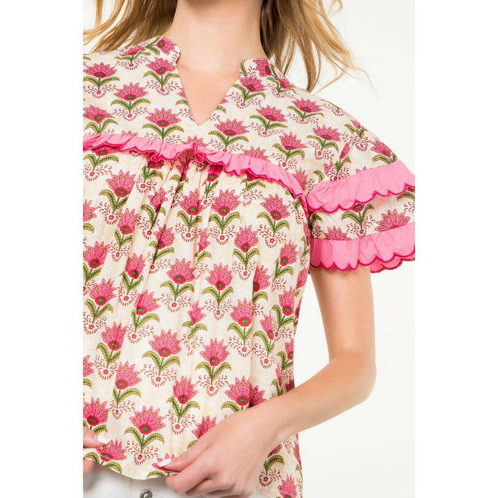 Floral Flounce Sleeve Top
