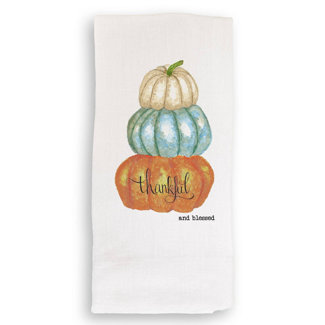Thankful and Blessed Pumpkin Tea Towel