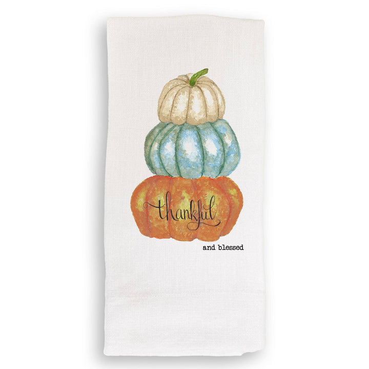 Thankful and Blessed Pumpkin Tea Towel