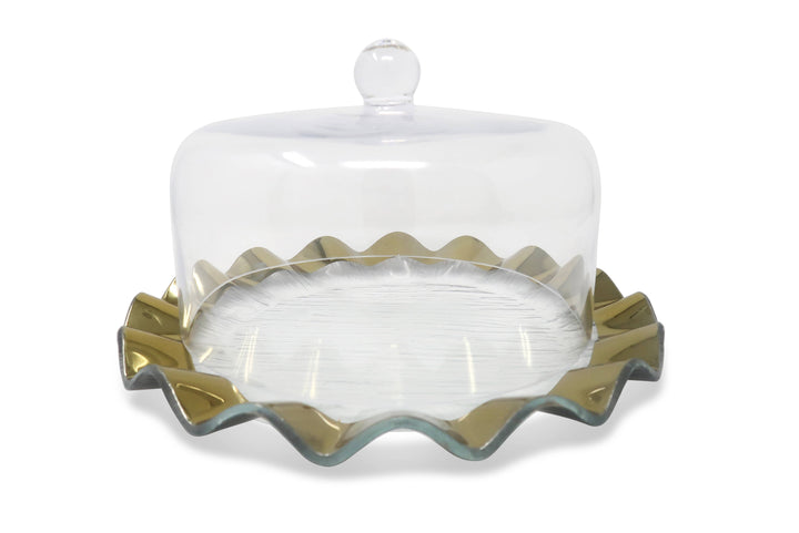 Glass Cake Dome With Scalloped Plate