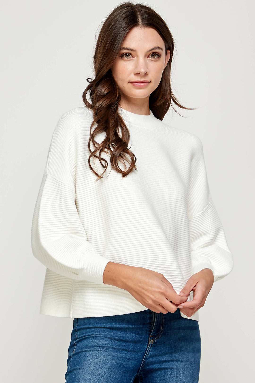 Balloon Sleeve Ivory Sweater