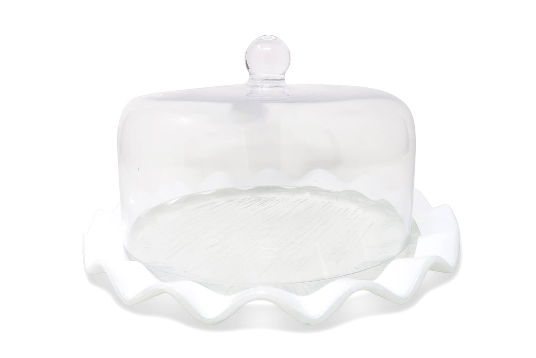 Glass Cake Dome With Scalloped Plate