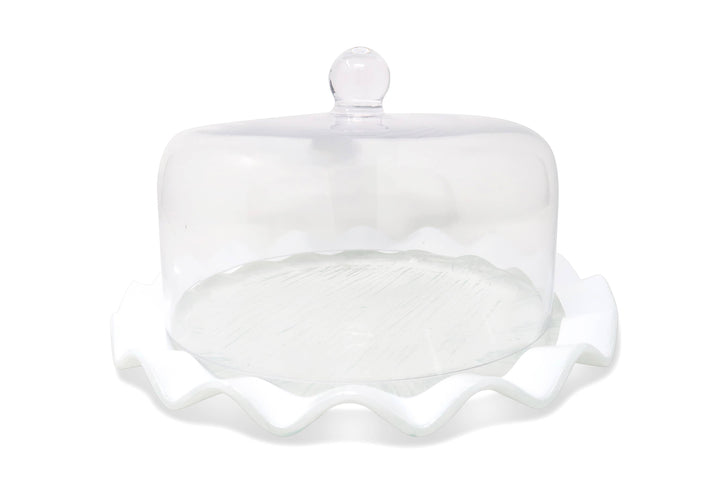 Glass Cake Dome With Scalloped Plate