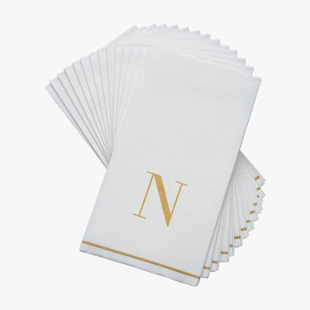 N Gold Monogram Guest Napkins