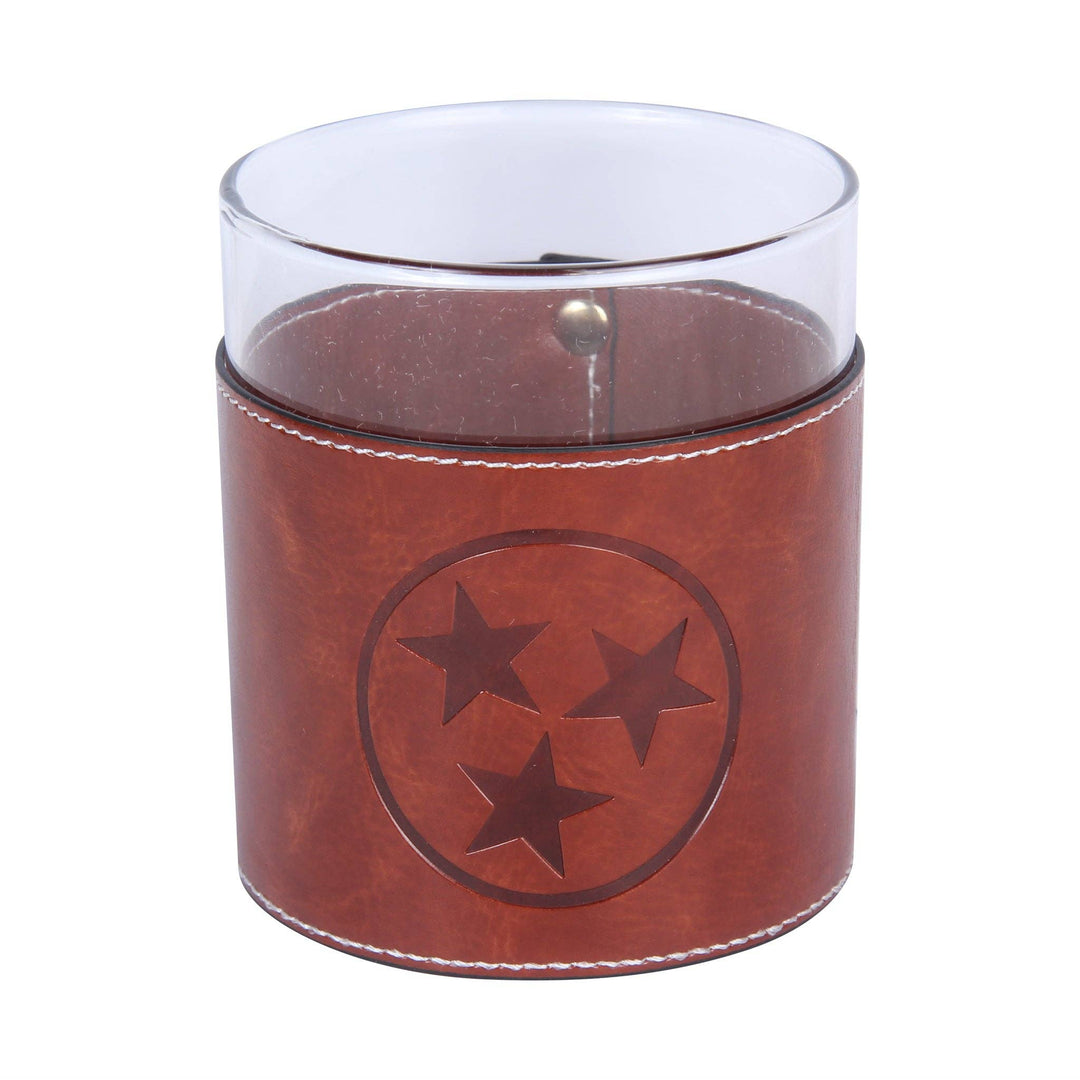 Tri Star Faux Leather Rocks Glass
