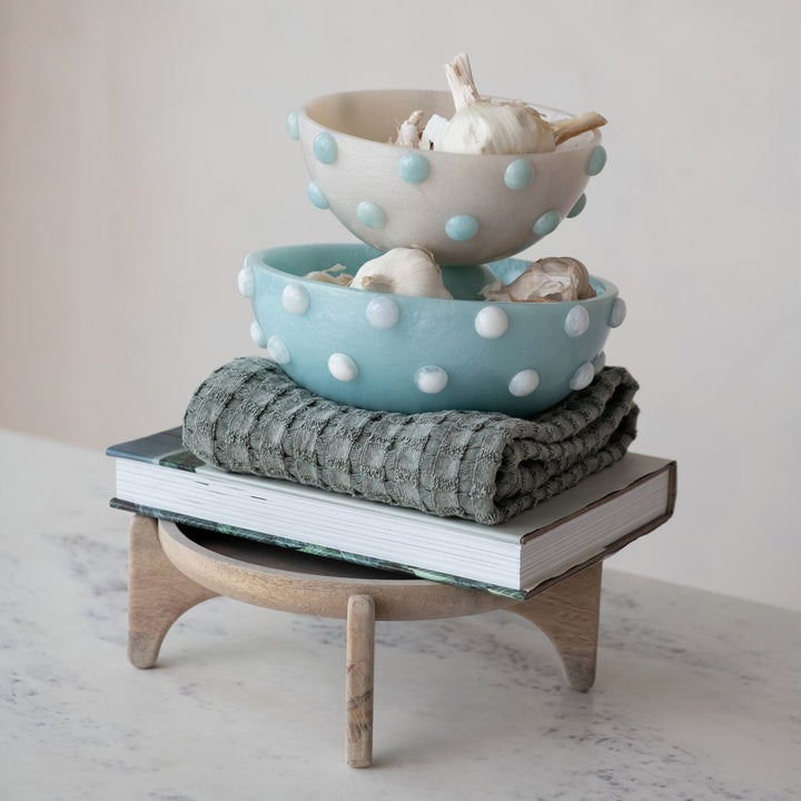 Marbled Resin Hobnail Footed Bowl