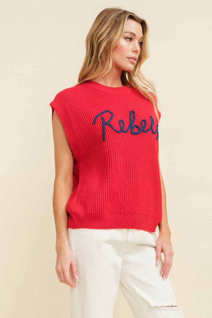 Rebels Sleeveless Sweater Top