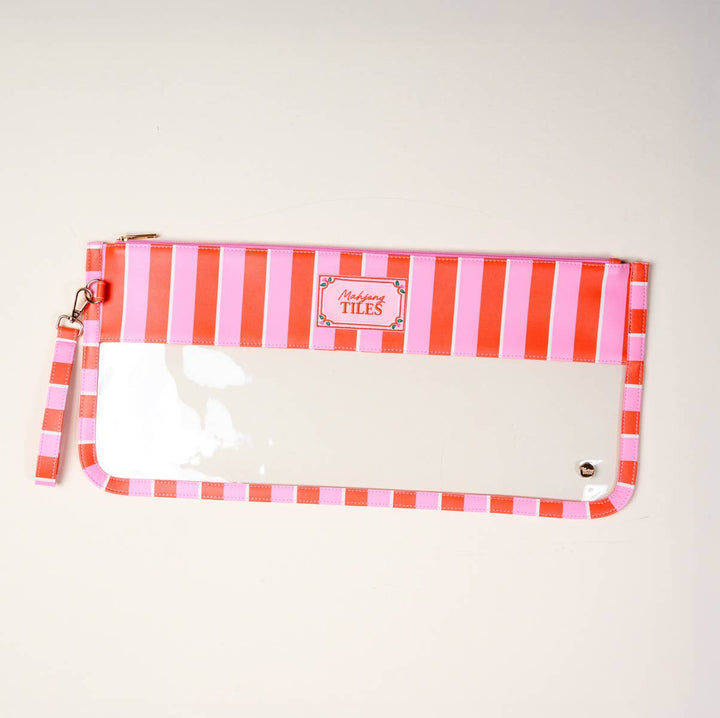 Sicily Stripes Mahjong Tile Keeper Pouch–Sicily Stripes Pink